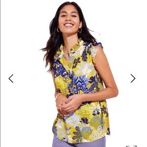 LOFT - Tropicalia ruffle Henley shell size medium